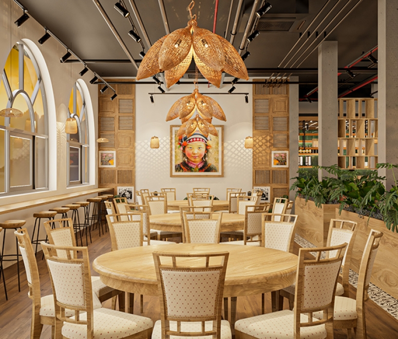 DỰ ÁN THI CÔNG NỘI THẤT QUÁN CAFE – PHONG CÁCH DÂN TỘC