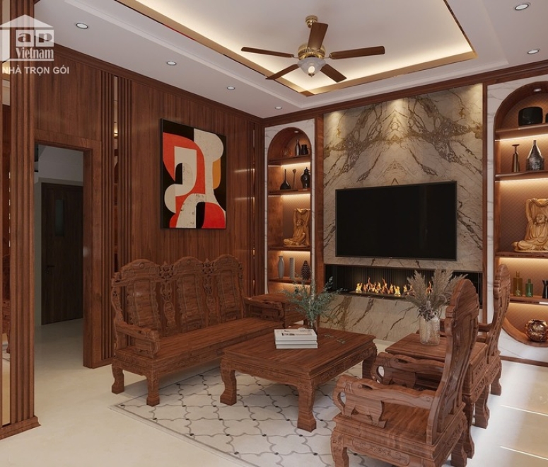 THI CÔNG CẢI TẠO NỘI THẤT PHÒNG KHÁCH NHÀ CHÚ DƯƠNG