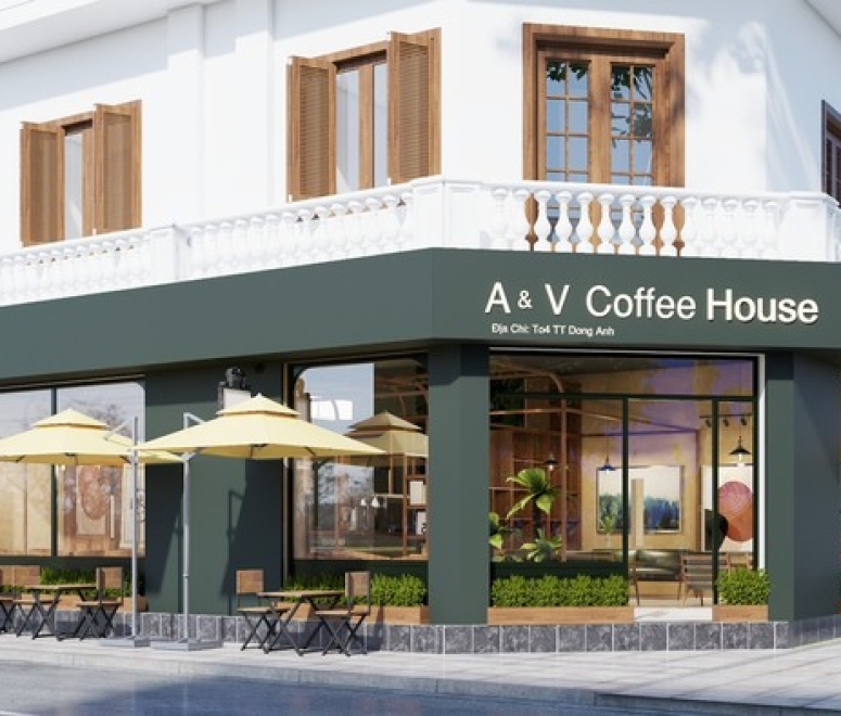 THIẾT KẾ VÀ THI CÔNG  A.V CAFE ĐÔNG ANH VỚI DIỆN TÍCH 90M2